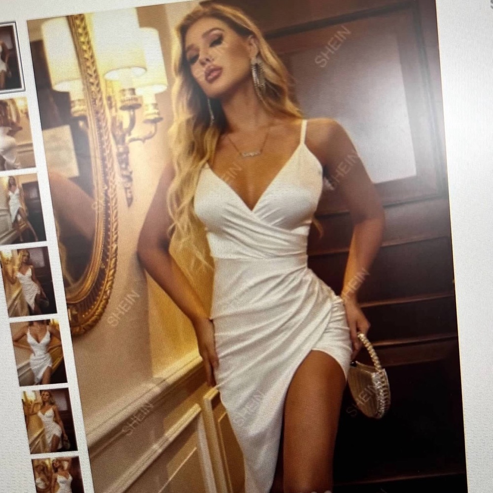 SHEIN Asymmetrical White Dress